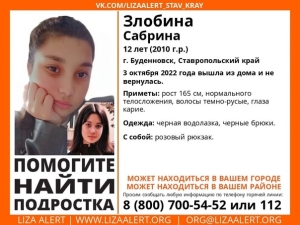 В Будённовске с 3 октября ищут 12-летнюю девочку